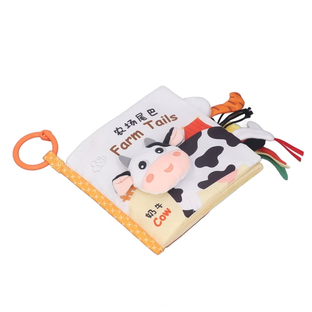 Tail Cloth Book, Animal Cloth Book Lovely Portable Soft Bright Color for Home Travel for Baby