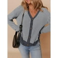 thumbnail image 2 of Women'S Casual Open Front Long Sleeve Chunky Knit Striped Cardigan Sweaters Outerwear Coats Grey XXL, 2 of 4