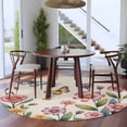thumbnail image 4 of Pink Flowers Round Area Rugs Collection 6', Spring Floral Butterfly Leaves Plants Retro Beige Non Slip Indoor Circular Throw Runner Rug Floor Mat Carpet for Living Room Dining Table Bedroom Nursery, 4 of 9