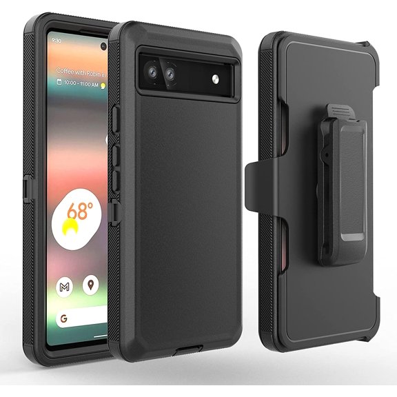 for Google Pixel 6A 5G (NOT FIT PIXEL 6) Case Heavy Duty Shock Absorption Kickstand Phone Case with Belt Swivel Clip Holster Cover