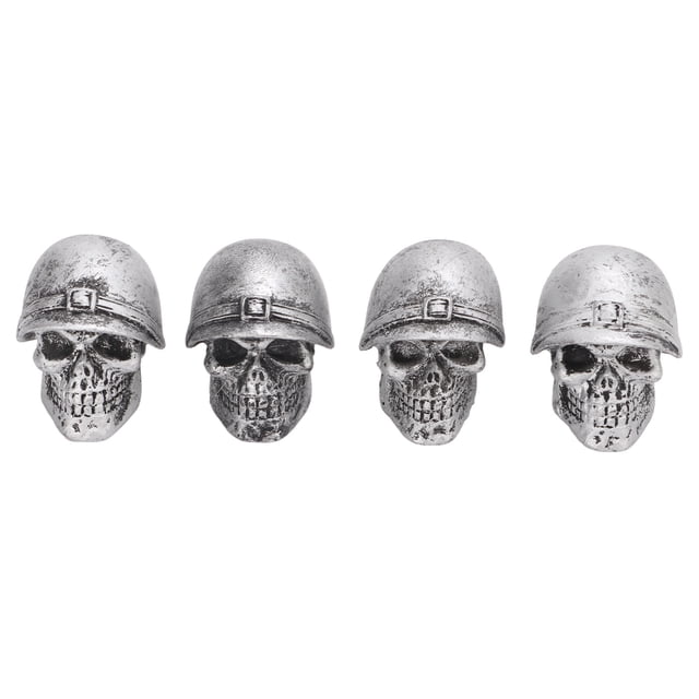 4PCS Tire Valve Caps Skull Style Anti Oxidization Universal for Cars Trucks Bicycles Motorcycles BikesSilver