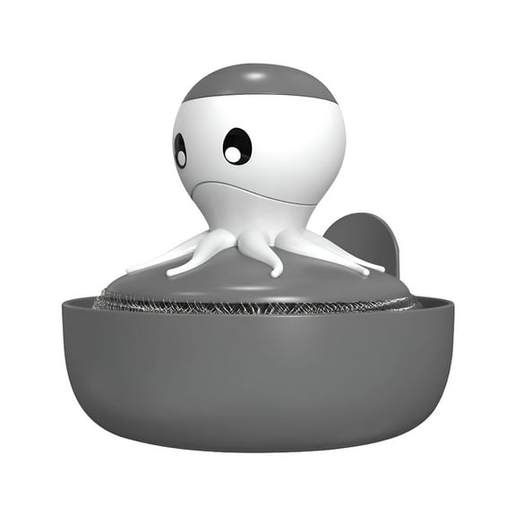 ACDANC Stainless Steel Sponge Wool Scrubbers,Dish Metal Scrubber Dishwashing Sponge Dishes Scrub,Handheld Scrubbing Cleaner Brush Scouring Pad with Handle and Tray for Kitchen Cleaning