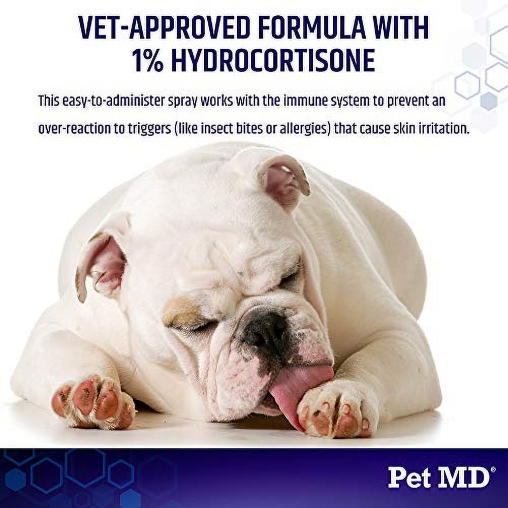 Pet MD Hydrocortisone Spray for Dogs, Cats, Horses - Itch Relief Spray & Hot Spot Treatment for Dogs, Irritated Dry Itchy Skin, Allergies, and Dermatitis - Reduces Topical Inflammation - 4 oz