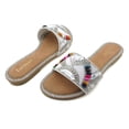 thumbnail image 6 of GJPBGK Women’s Embellished Slide Sandals Open Toe Flat Sandals Rhinestone Beaded Slip On Summer Sandals Fashion Casual Sandals for Beach, Vacation & Daily Wear, 6 of 7