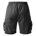 thumbnail image 4 of Domuza Men's Cargo Shorts Elastic Waist Drawstring Lightweight Casual with Zipper Pockets Dark Gray 2XL, 4 of 6
