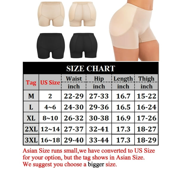 Women's Butt Lifter Hip Enhance Panties Butt and Hip Enhancer Underwear,2 Hips  Pads Body Shaper Seamless Fake Briefs Shorts/Beige Plus Size M-3XL 