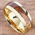 thumbnail image 3 of Wedding Rings Men. Domed 8mm Yellow Gold & Koa Wood Tungsten Wedding Band, 3 of 4