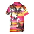 thumbnail image 3 of Lovskoo 2024 Women's Hawaiian Shirts Floral Printed V Neck Shirts Summer Soft Short Sleeve Button Down Shirts Hot Pink L, 3 of 5