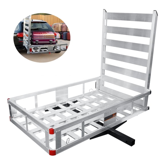 Metal Hitch Cargo Carrier with Reflectors, 50x29.5x9 In  Luggage Carrier Rack with Folding Ramp, 800lb Load Capacity for Road Safety
