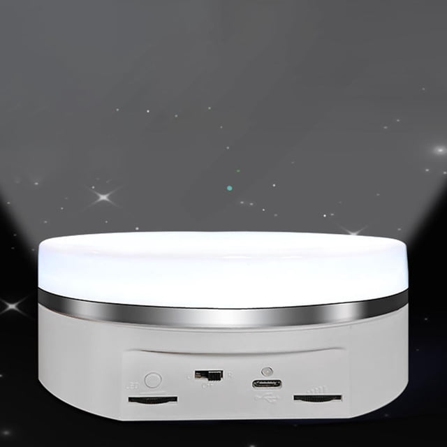 Soporte de exhibición giratorio eléctrico con luz multicolor y velocidad ajustable para decoración de fiestas navideñas, 16 x 6,5 cm, 360 grados