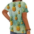 thumbnail image 2 of CLOOCL Crew Neck Blouse Art Pineapple 3D Printed Short Sleeve Tees Plus Size, 2 of 6
