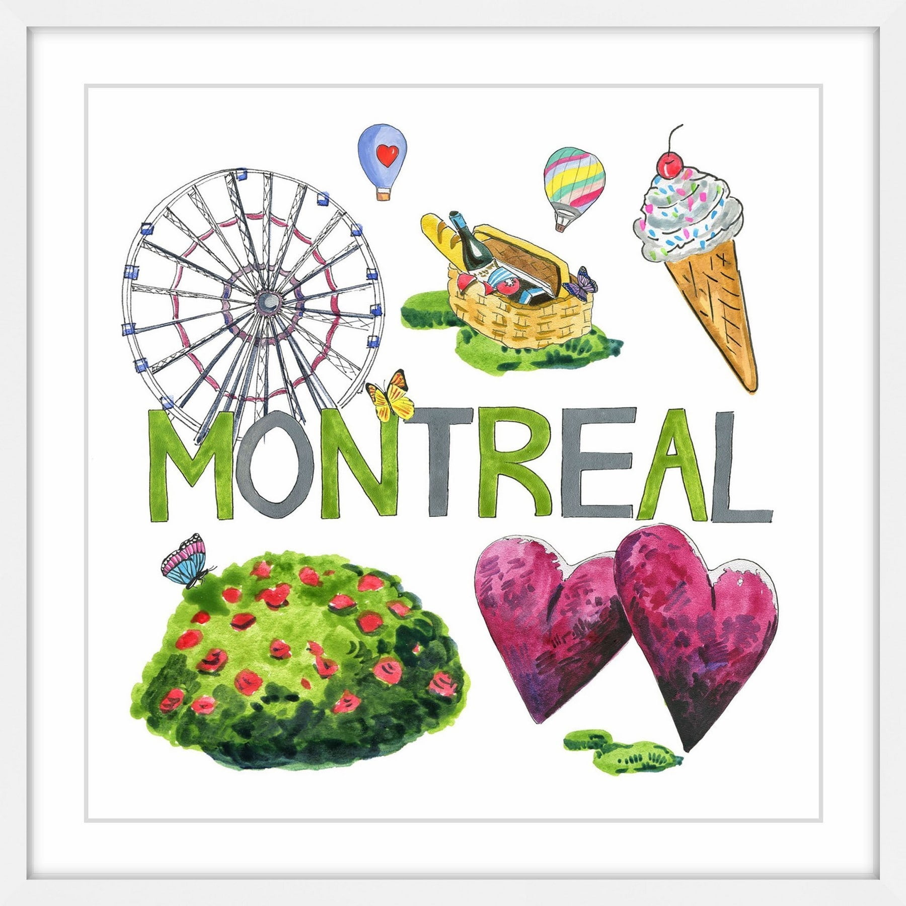 "Picnic in Montreal" Framed Painting Print