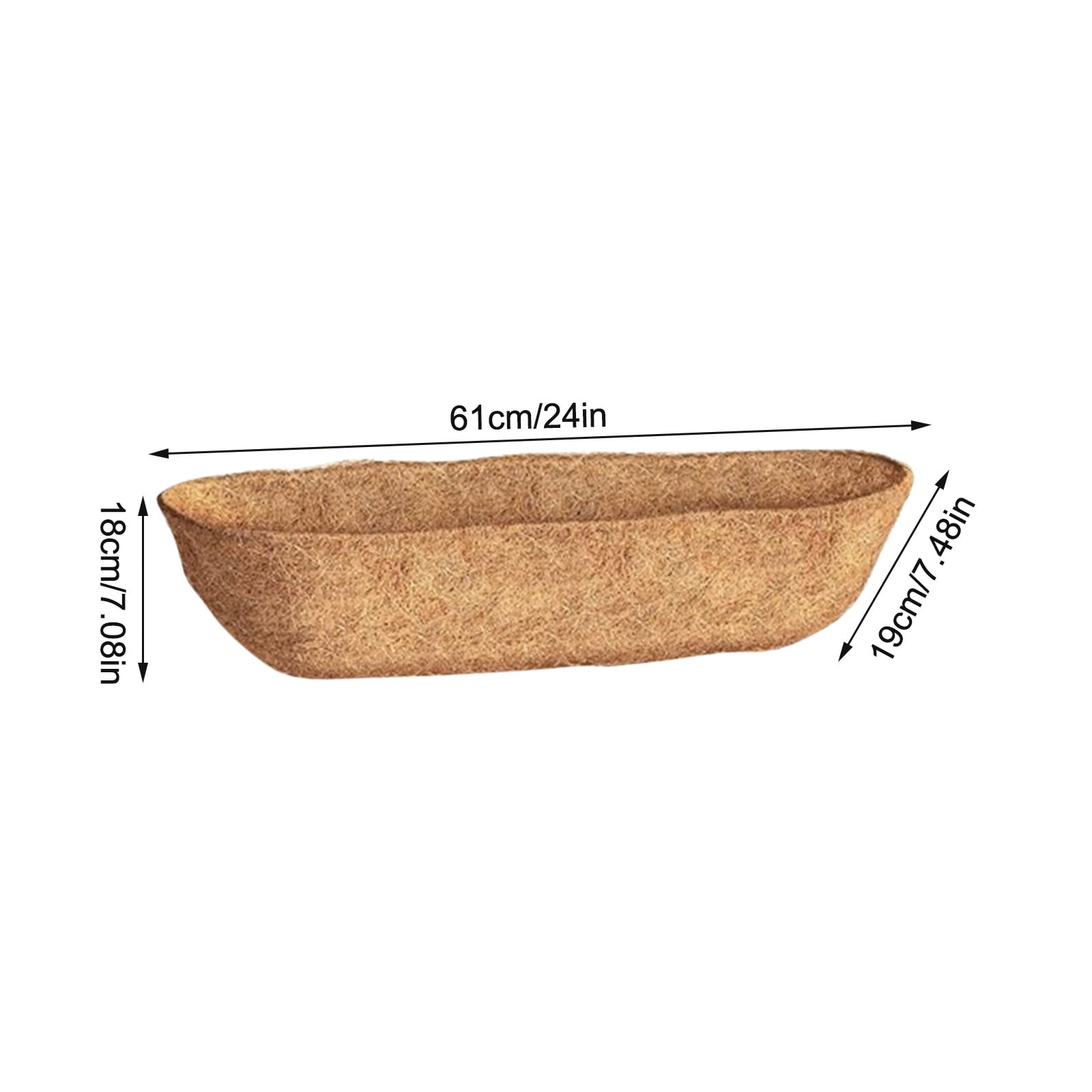 2 Pack 24 Inch Window Box Coco Liners, Natural Coconut Fiber Pre-Formed Planter Liners for Trough Baskets, Balcony Railings, Hanging Planters and Garden Use