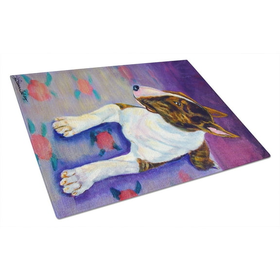 Carolines Treasures 7287LCB Bull Terrier Glass Cutting Board Large, 12H x 16W, multicolor