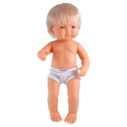 Miniland Educational 15" Caucasian Blonde Boy Baby Doll, with Anatomically Correct Features