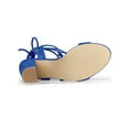 thumbnail image 5 of BLISSFUL STEP Women's Shoes Faux Suede Lace Up Block Heel Slingback Open Toe Sandals Royal Blue 6, 5 of 8