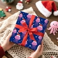 thumbnail image 4 of Ocean Christmas Wrapping Paper - Mini Roll - 17 Inch x 16.5 Feet - Jellyfish with Snowflake Wrapping Paper for Christmas Holiday, Party Celebration, 4 of 14