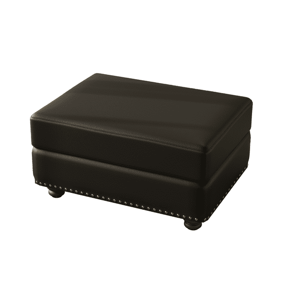 taoruifang Black Faux Leather Ottoman with Nailhead Trim
