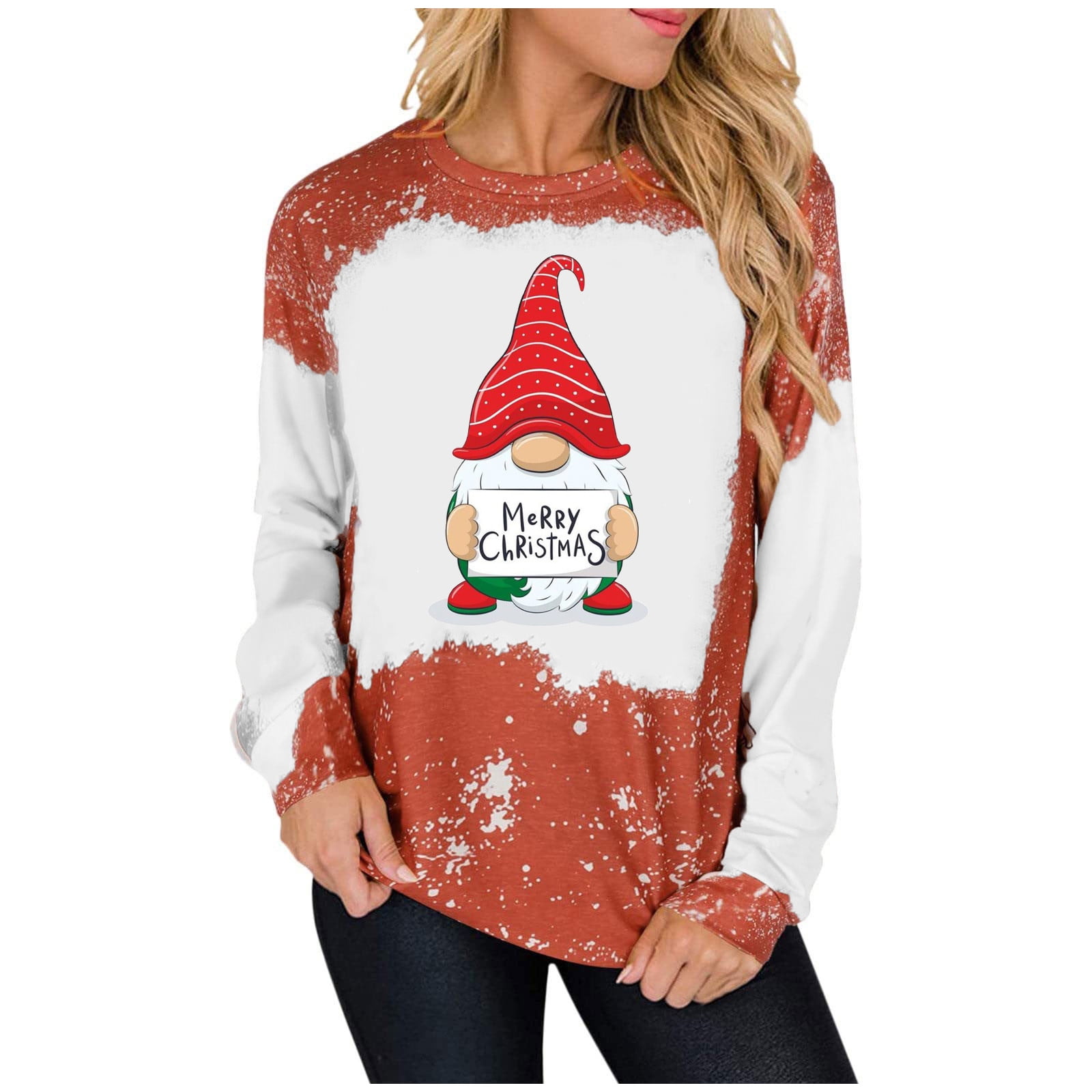 Ladies Christmas Santa Claus Prints Casual T Shirts