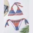 thumbnail image 3 of Hesxuno Swimsuit Women Bikini Women Sexy Boho Style Geometric Print Bandeau Tie Side Swimsuit Bikini Beachwear, 3 of 9