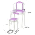 thumbnail image 2 of Ktaxon Kids Snowflake Pattern Wooden Vanity Desk w/ Folding Mirror,Stool,Drawer Purple, 2 of 9