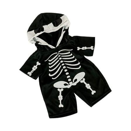 Plush Gear Skeleton Costume for 14"-18" Stuffed Animals – Halloween Dress Up Outfit with Bones Design