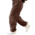 thumbnail image 4 of Mifsaly Mens Fleece Pants Warm Thick Winter Jogger Pants Casual Loose Fit Elastic Waistband Lounge Bottoms with Pockets Brown,L, 4 of 9