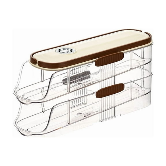 Lopxenu Automatic Rolling Egg Dispenser, Space-Saving Organizer for Fridge, Refrigerator Bin, 2-Tier Egg Holder Tray, Durable Plastic Egg Storage Rack for Counter, Kitchen Cabinet