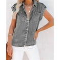 thumbnail image 2 of utcoco Women's Sleeveless Jean Shirts Casual Loose Denim Button Down Tops, 2 of 3