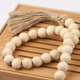 thumbnail image 4 of Farmhouse Wooden Beads Garland Tassel Decor for Coastal Cottage Wood, 4 of 4