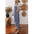 thumbnail image 3 of Women's Sail Blue Denim Bib Straight Leg Jumpsuit with Pockets | [ZhiHiMeRi] | (US 16-18)XL, 3 of 12