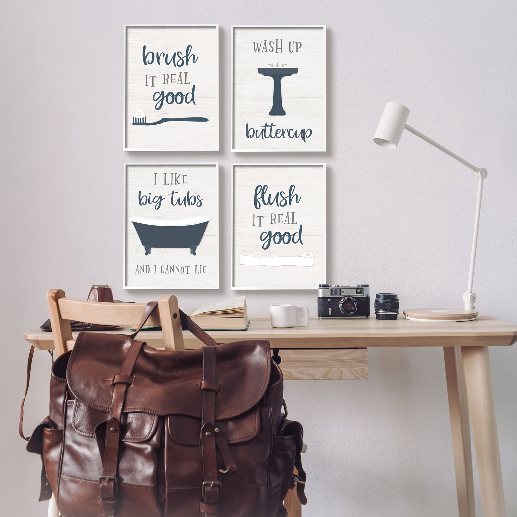 Stupell Indtries Bathroom Rules Humor Good Hygiene Puns Blue Grey,11 x 14,Design by Natalie Carpentieri