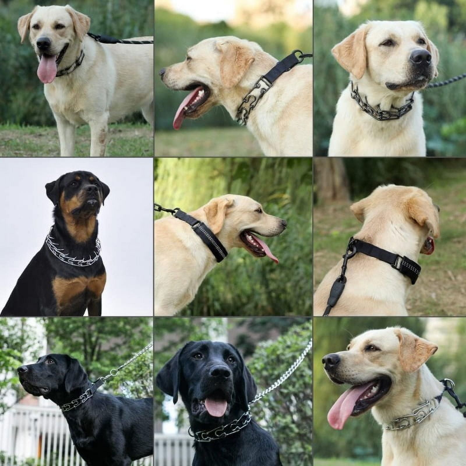 No Pull Dog Collar, Prong Collar for Small Medium Large Dogs, Pinch Collar for Dogs with Quick Release Buckle, Prong Collar Cover, Extra Links, Safety Clip, Rubber Tips