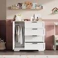thumbnail image 4 of Qinaqin 43.3-Inch Pequeño de Profundidad Madera cm Anchoardrobe Gabinete con Puerta 4 Cajones y Alturaanging Rod Blanco Profundidadresser para Dormitorio Laundry Sala, 4 of 7