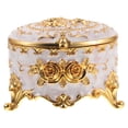 thumbnail image 2 of Alloy Jewelry Organizer Decorative Relief Flower Pattern Trinket Box Vintage Style Jewelry Box, 2 of 7