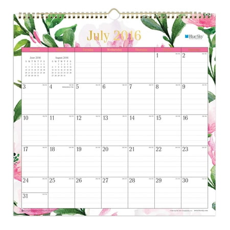 Blue Sky Jillian 12x12 Wall Calendar, July 2016-June 2017