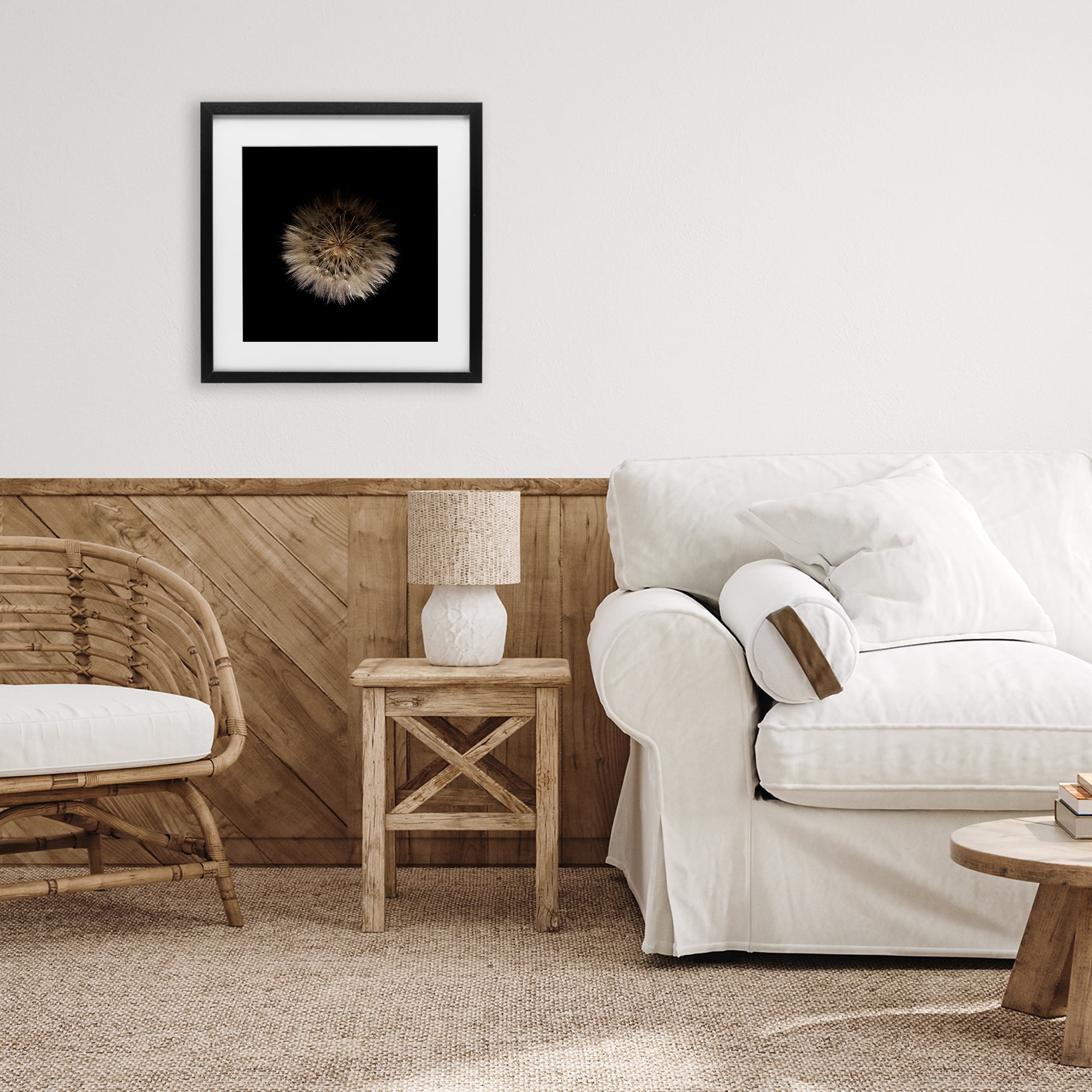 Stupell Industries Wispy Dandelion on Black Black Framed Print Under Glass, design by Beth Adoette