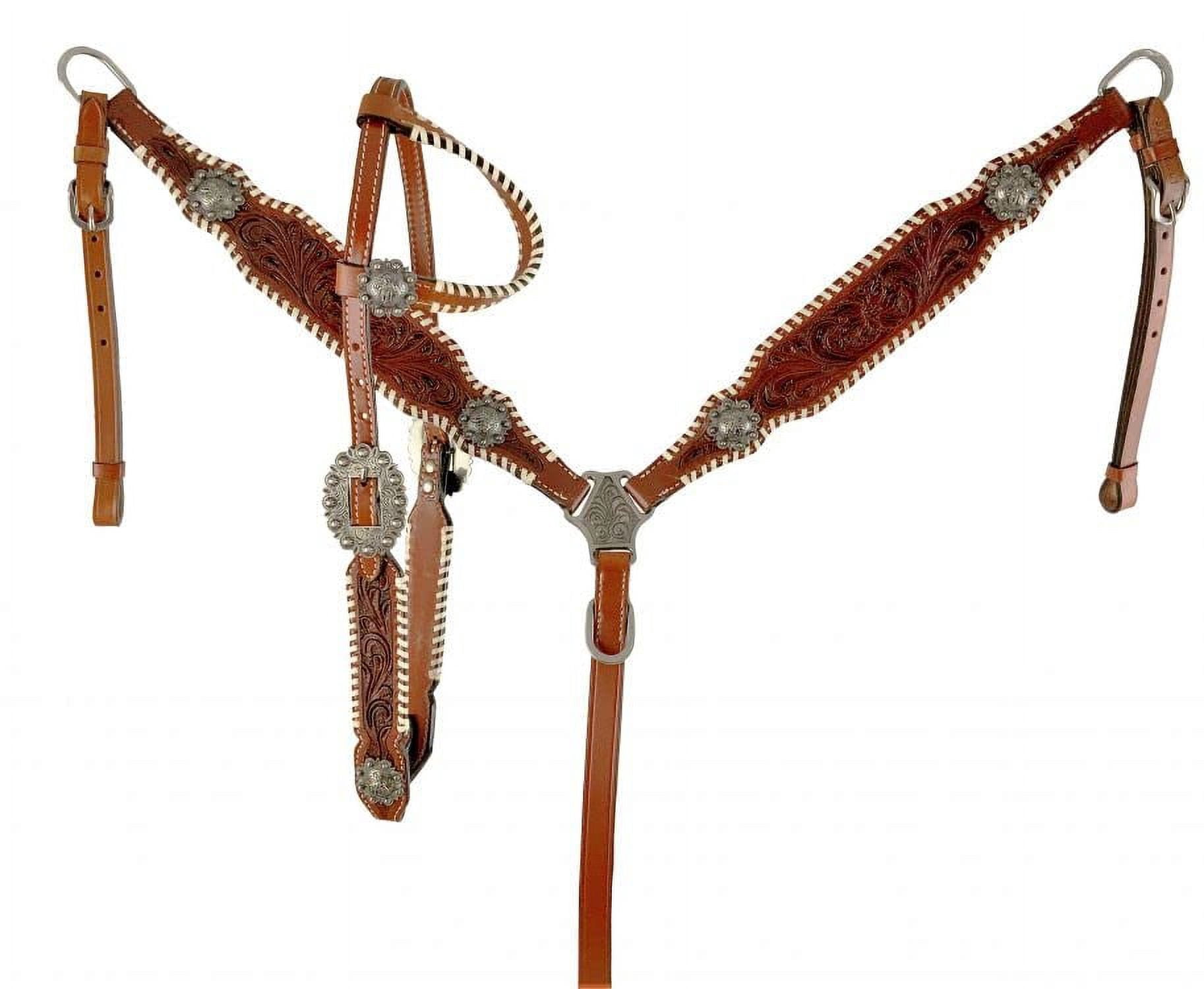 Concho De Tête Western Hilason En Cuir Peint Main | Décoration Florale Pour Cheval, Taille Standard