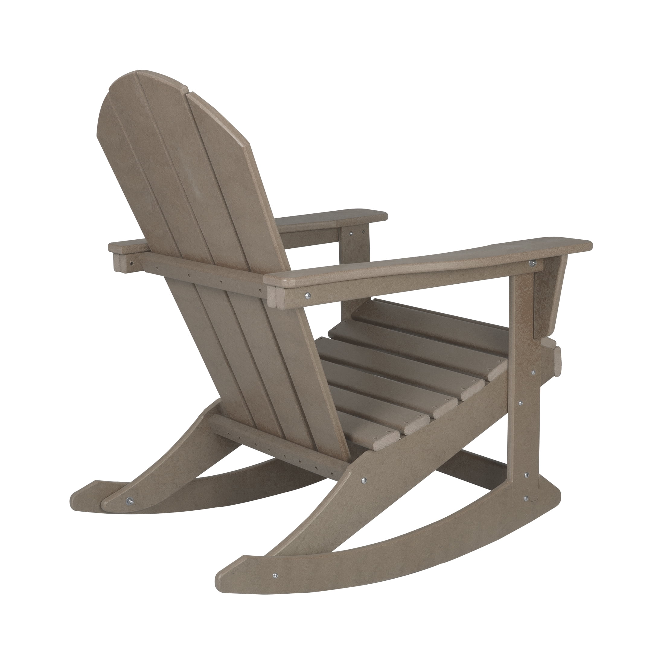 GARDEN Set of 2 - Plastic Outdoor Rocking Chairs for Patio Porch, Weathered Wood