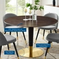 thumbnail image 5 of Dining Table, Round, Wood, Metal Steel, Gold Dark Brown Brown Walnut, Modern Contemporary Urban Design, Kitchen Room Cafe Bistro Restaurant Hospitality, 5 of 5