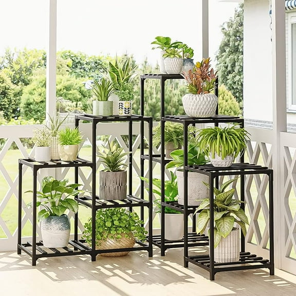 Plant Stand with Grow Light Plant Shelf for Mutiple Pots Large Plant Holder for Living Room Patio Boho Home Decor for Gardening Warm Light