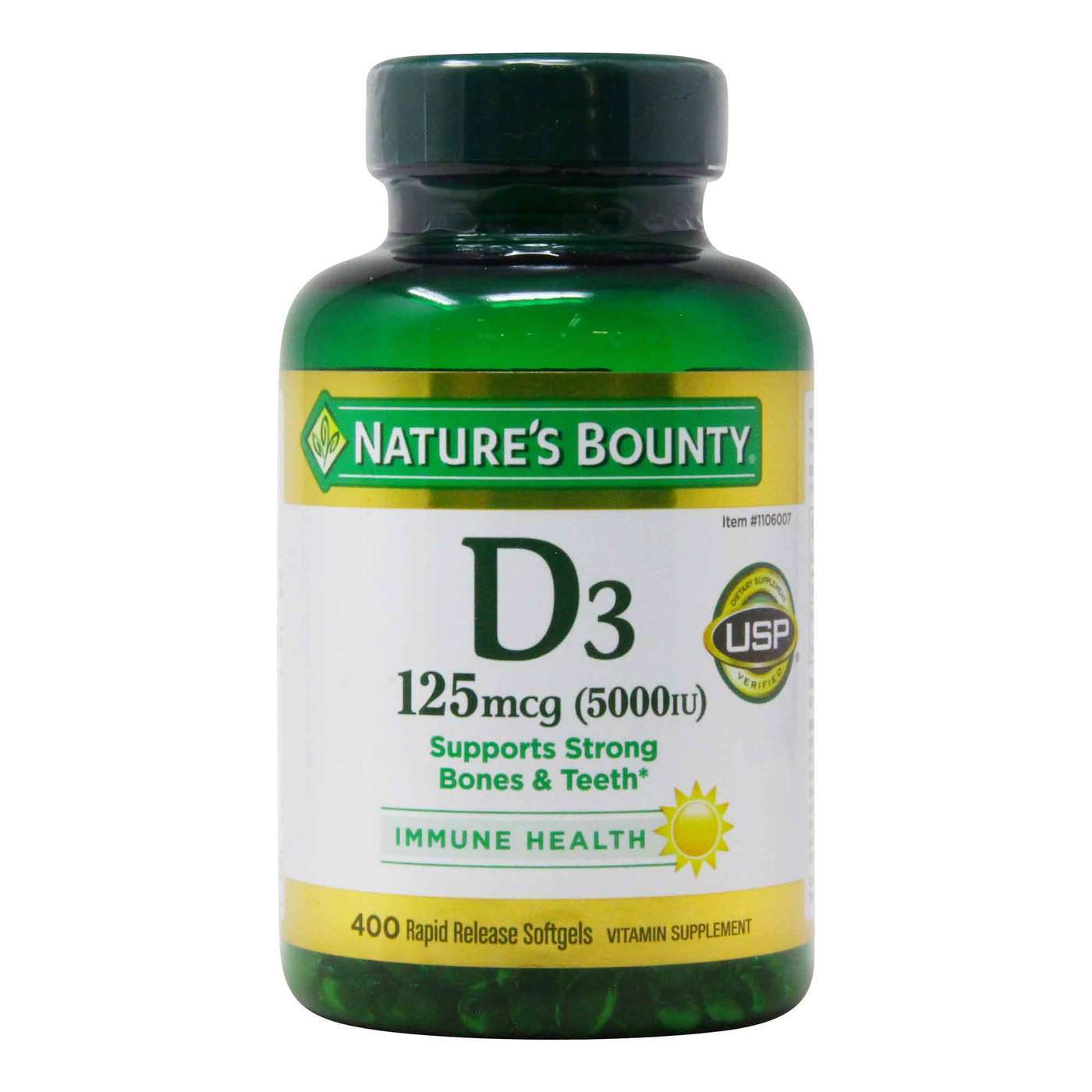 Natures Bounty Vitamin D3 125 Mcg (5000 Iu) 400 Rapid Release
