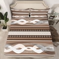 thumbnail image 2 of Feelyou Modern Boho Lines Bed Sheets for Men, Brown Cycle Abstract King Sheets, Fashion Stripes Art Sheet Set, Luxury Bedroom Decor, 4-Piece, 2 of 7