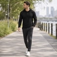 thumbnail image 2 of AZoiNM Men's Urban Fashion Hoodie, Casual Button-Down Sweatshirt, Lightweight Long Sleeve Hooded Pullover for All Seasons, 2 of 10