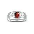 thumbnail image 1 of RYLOS Men's Rings 14K White Gold Classic 8X6MM Oval Gemstone &  Diamond Ring Garnet January Birthstone Rings For Man Gold Rings Size 13, 1 of 7