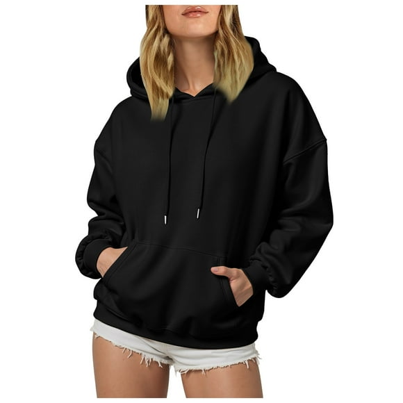 Splozh Hoodie for Womens Pullover Christmas Hoodie for Women Sweatshirts Women Graphic Crewneck Tops Blouse Black,M
