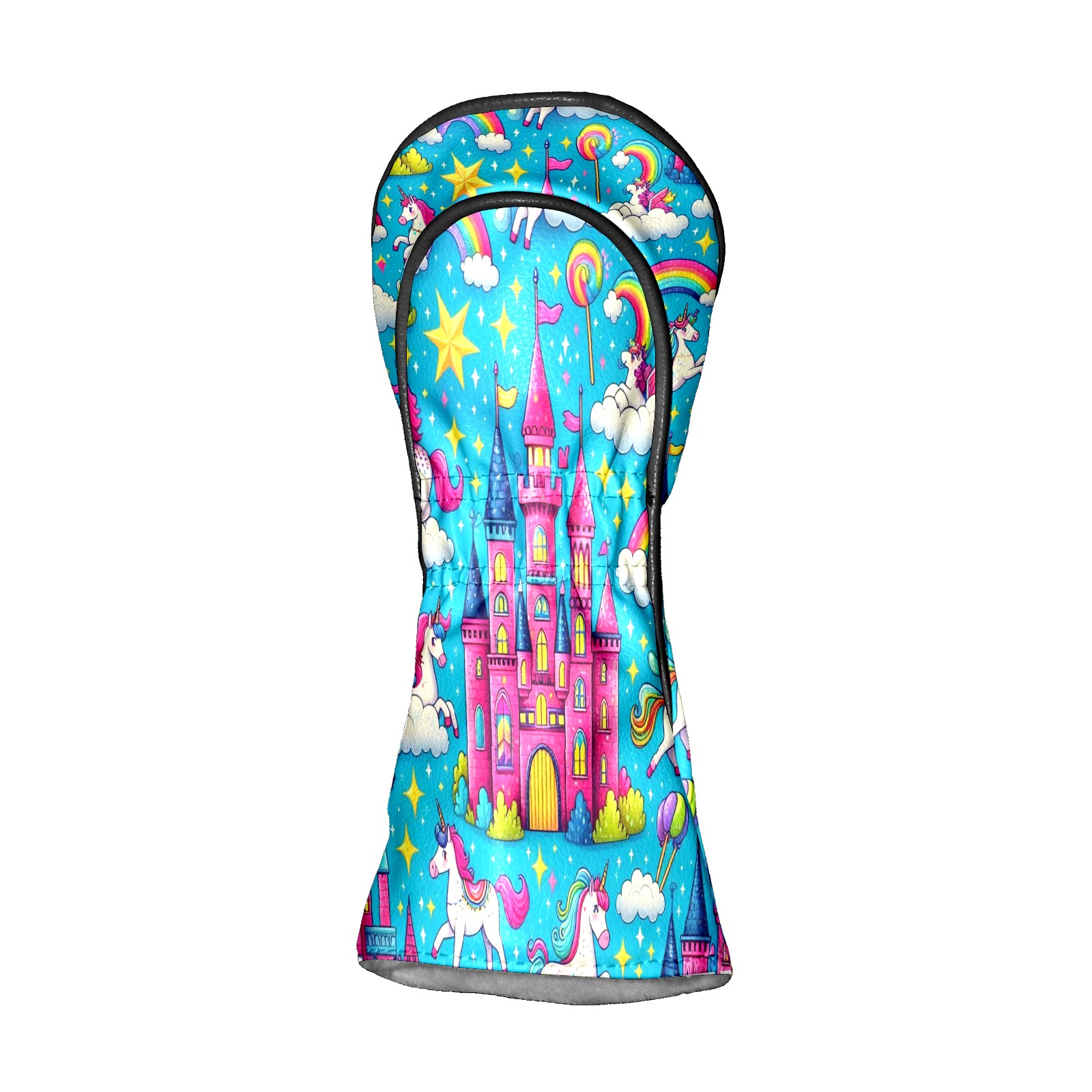 Golf Club Head Covers Rainbow Unicorn for Driver and Fairway Woods, Premium PU Leather, Waterproof, Velvet Lining, Unisex Golf Gift