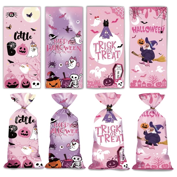 Bolsa de regalo para Halloween con cordón para galletas y caramelos, 50 unidades