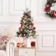 thumbnail image 3 of 2 - pack 3 ft artificial fiber optic christmas trees con 78 LED lights, 8 - mode battery box, snowman base, red berries, easy installation para holiday decor, 3 of 7