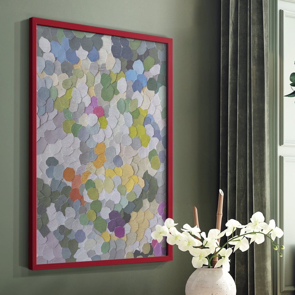 Canne Garden Framed Print in Red Solid Wood Framed Print No Nail Hanging
